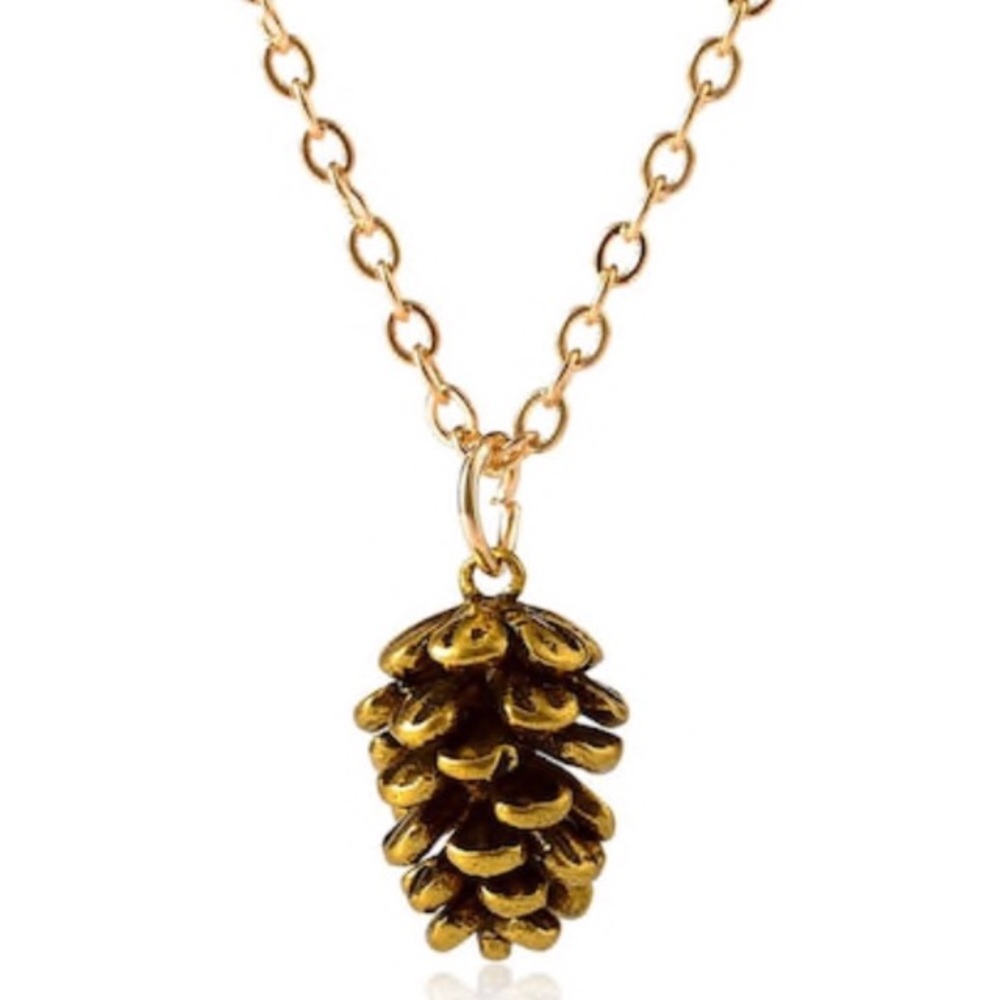 Gold pine cone necklace